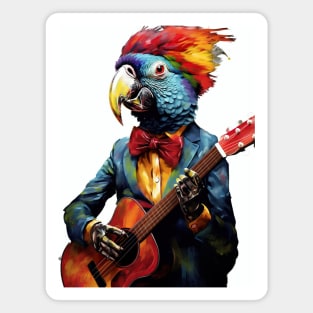 Parrot Playing Guitar Magnet